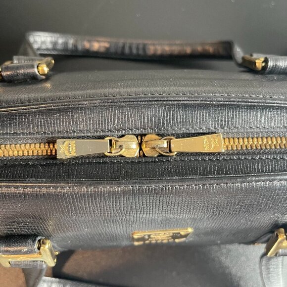 MCM  Calfskin Studded Barrel Bag Black - Preowned - Picture 9 of 14